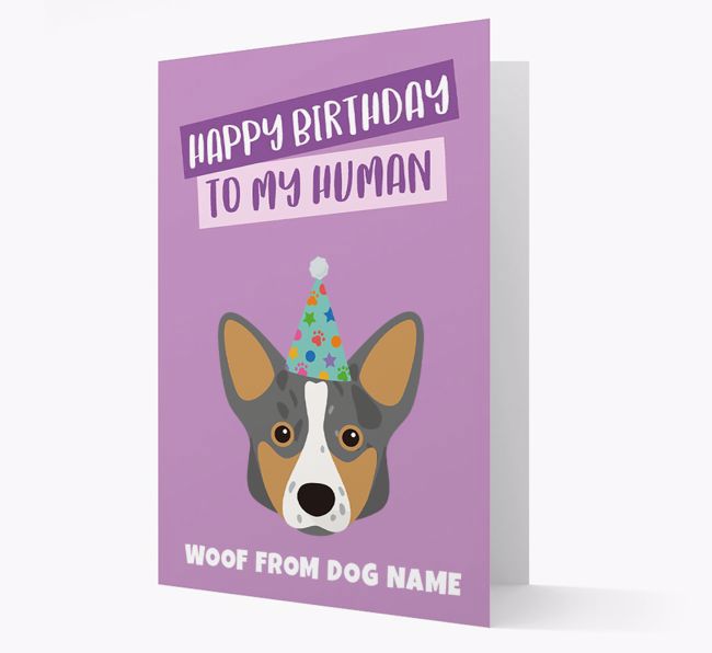 Personalized 'Happy Birthday To My Human' Card with {breedCommonName} Icon